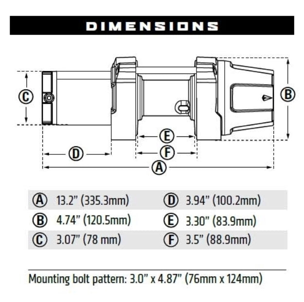 WARN VRX 2500LB (1100KG) 12V ATV WINCH WITH STEEL CABLE