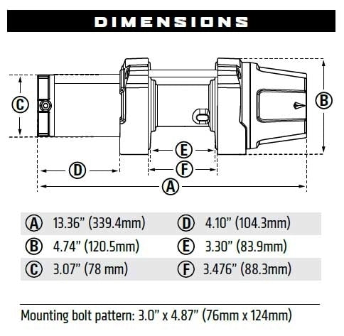 WARN VRX 3500LB (1587KG) 12V ATV WINCH WITH SYNTHETIC ROPE