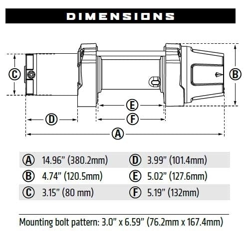 WARN VRX 4500LB (2040KG) 12V ATV WINCH WITH SYNTHETIC ROPE